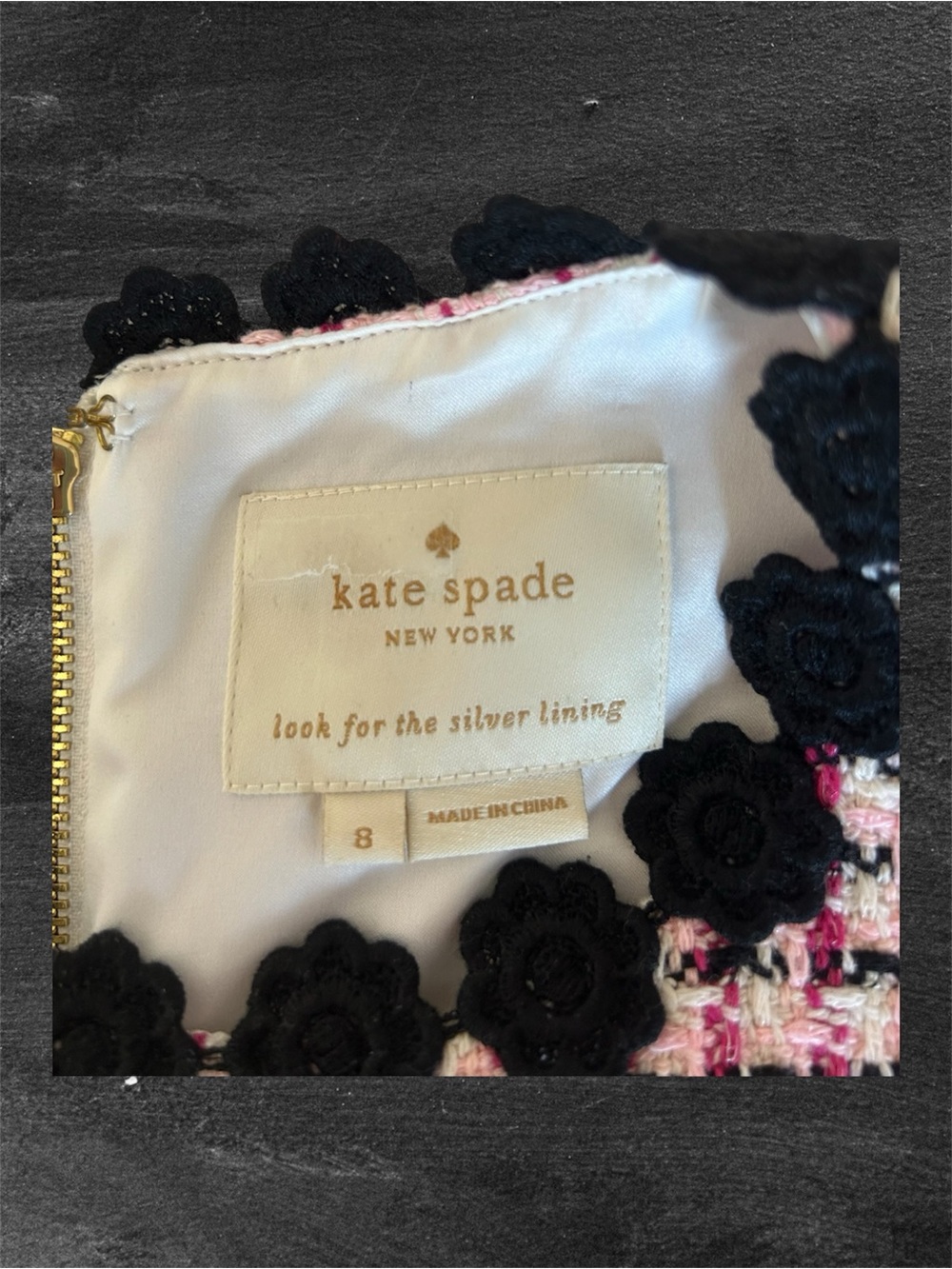 Kate Spade New York pink and black multi-tweed sleeveless A-line shift dress - Picture 3 of 3